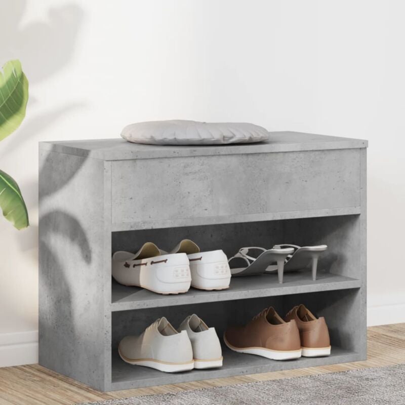 foto del prodotto panca portascarpe grigio cemento 60x30x45 cm in truciolato vidaxl