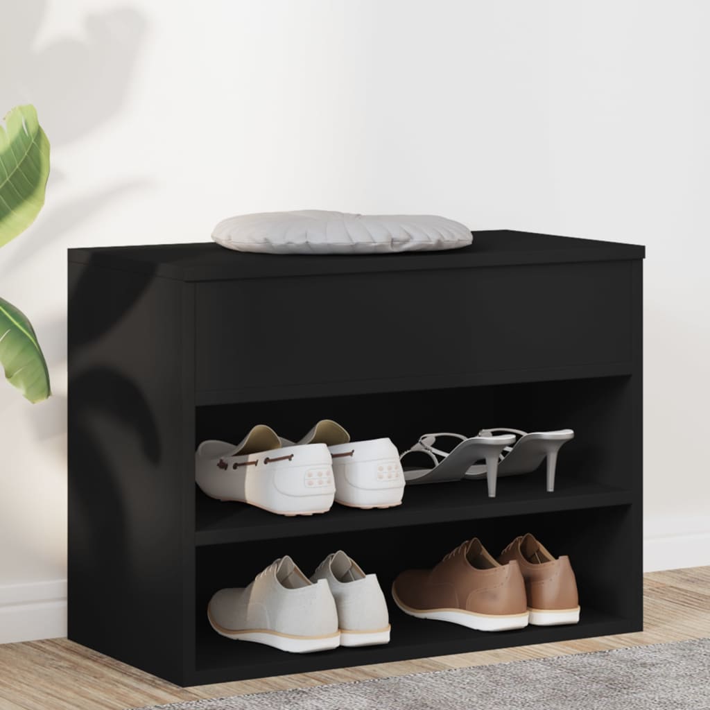 foto del prodotto panca portascarpe nera 60x30x45cm in truciolato cod mxl 72739