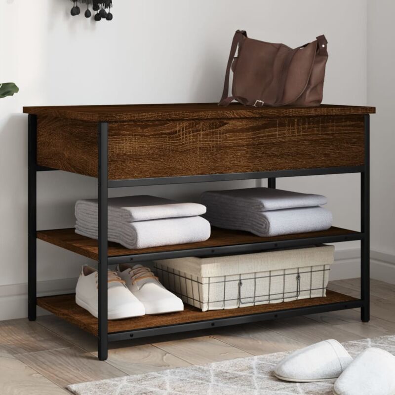 foto del prodotto panca portascarpe rovere marrone 70x42,5x50cm legno multistratocod mxl 109835