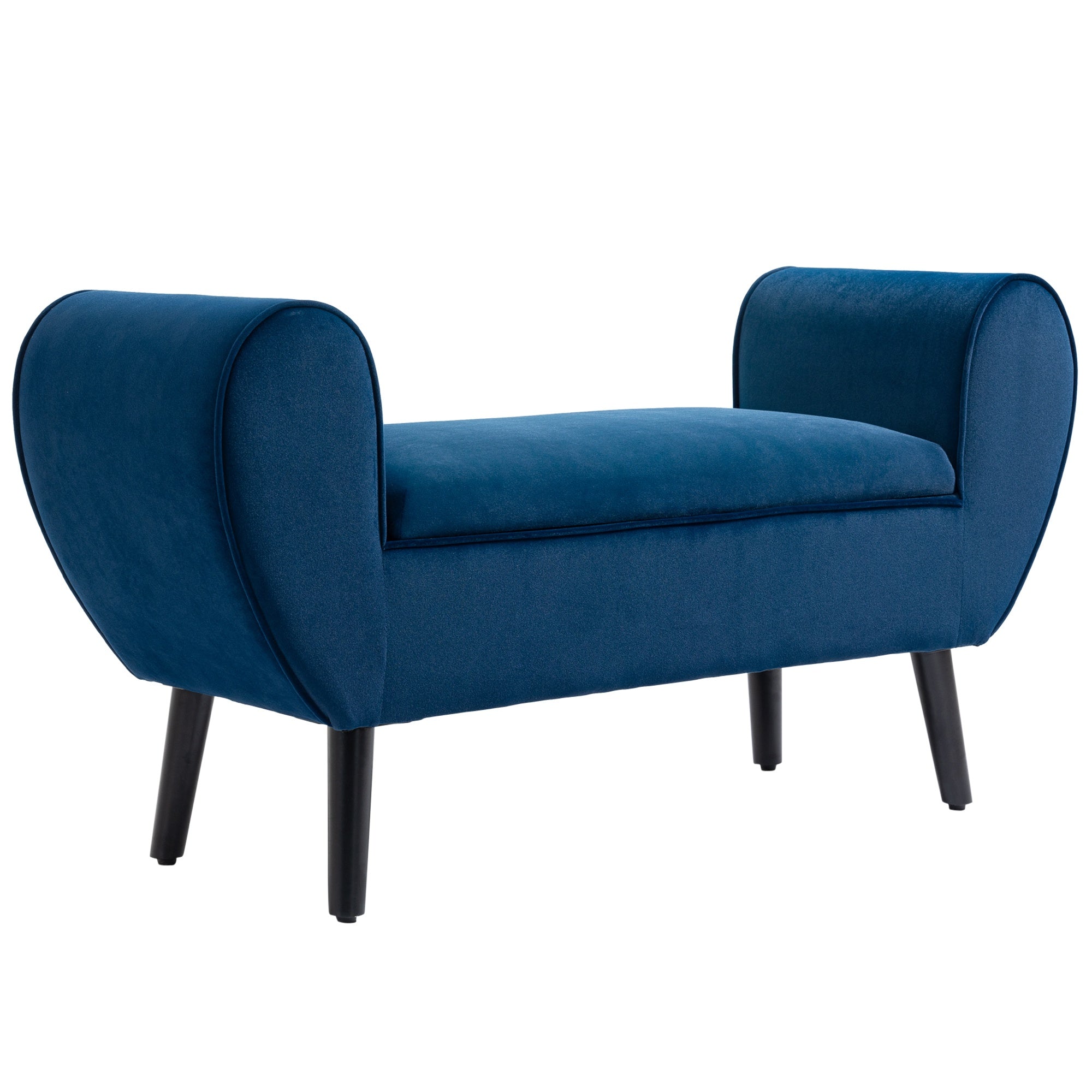foto del prodotto panca pouf contenitore imbottita 118x42x66 cm in tessuto blu
