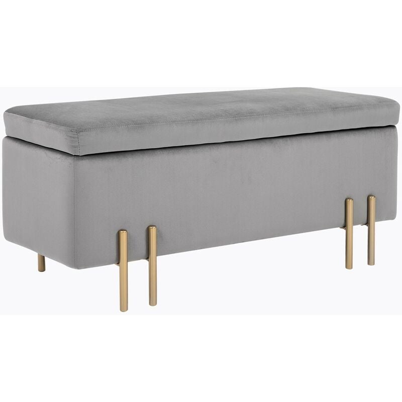 foto del prodotto panca pouf contenitore in tessuto imbottito 100x40x42 cm grigio chiaro