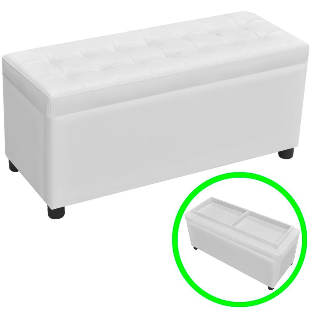 foto del prodotto panca pouf sgabello contenitore pouf mobili in pelle sintetica bianca 3002220