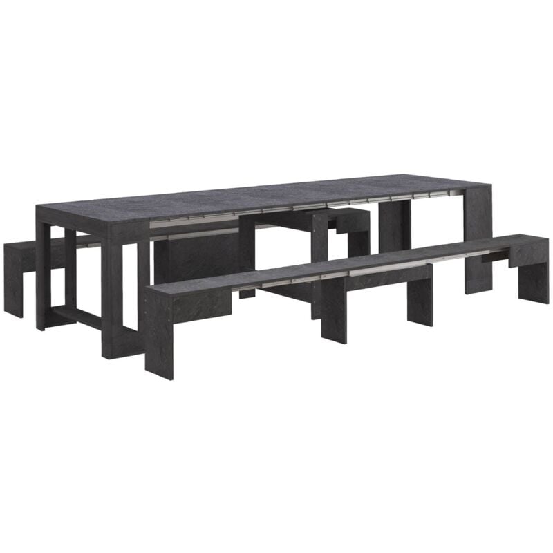 foto del prodotto panca quedan, set di 2 sedute per tavolo da pranzo, panche allungabili, 290x25h45 cm, ardesia - dmora