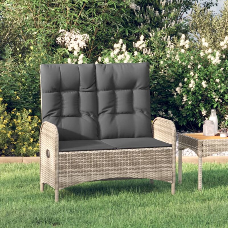 foto del prodotto panca reclinabile da giardino cuscini 107 cm polyrattan grigia vidaxl