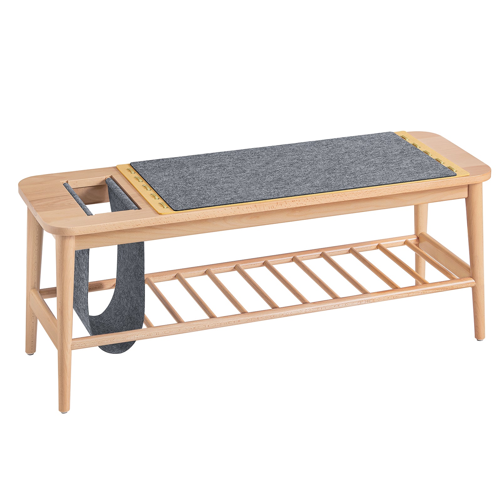 foto del prodotto panca scarpiera cassapanca da interno mobile bagno naturale grigio 110x37x44cm hfsr02 n