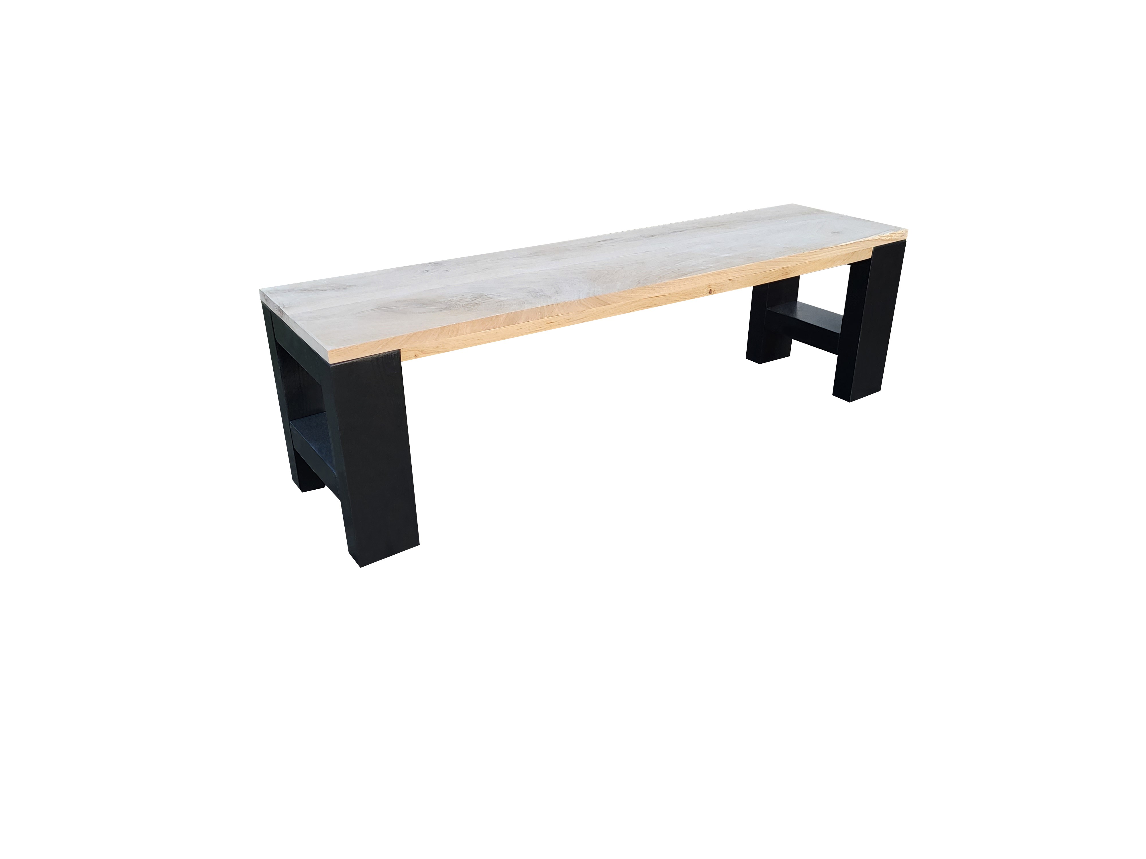 foto del prodotto panca seattle in legno lunghezza 120 cm con gambe colore nero