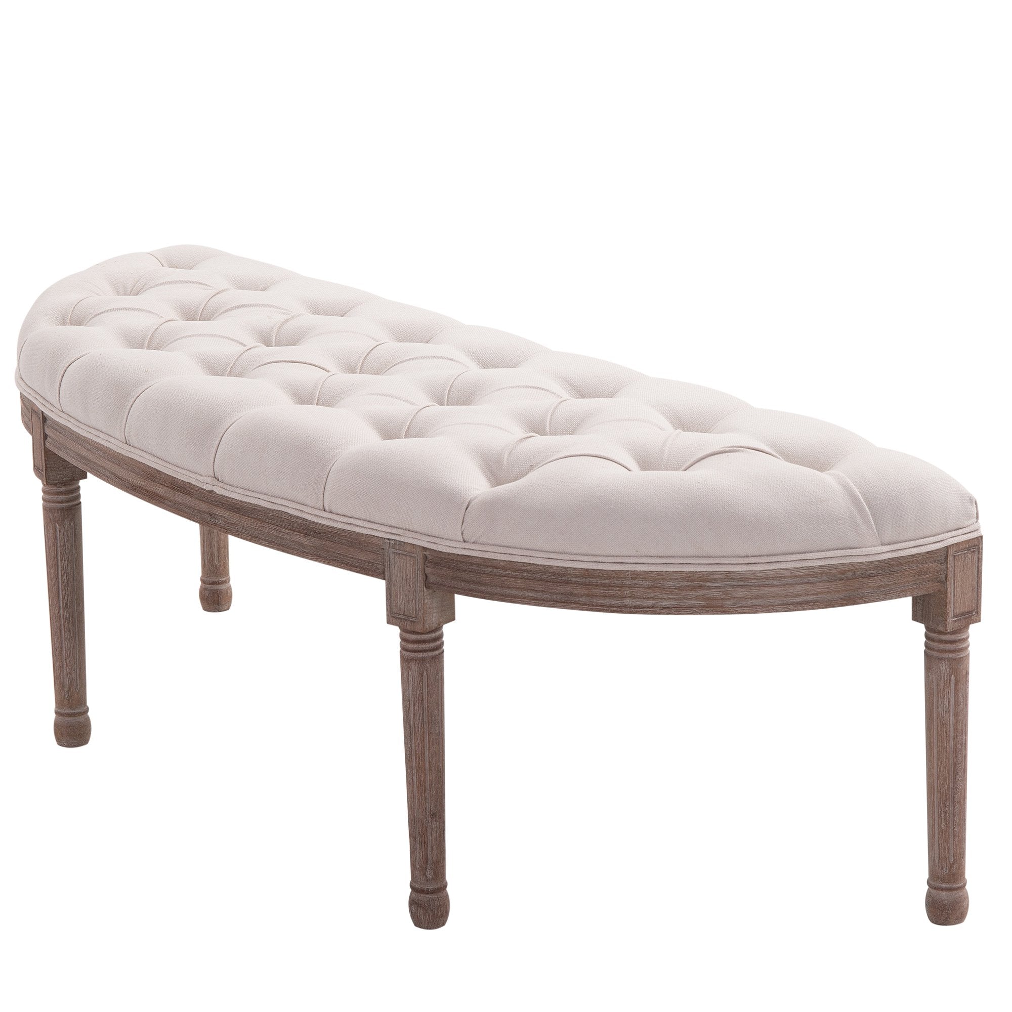 foto del prodotto panca semicircolare imbottita in legno 140,5x51x48 cm beige
