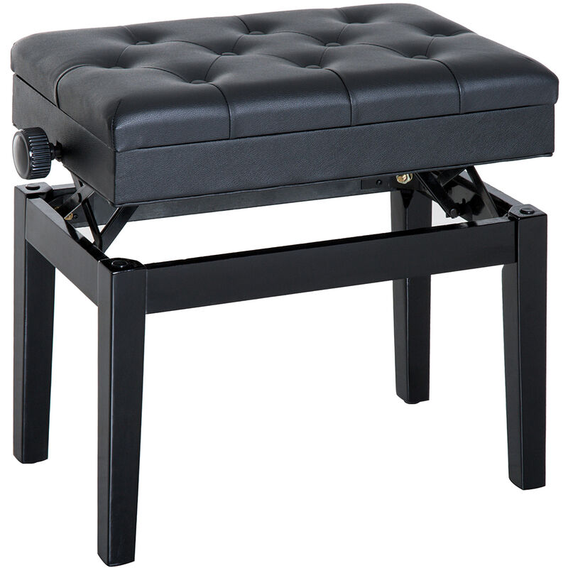 foto del prodotto panca sgabello per pianoforte con vano portaoggetti altezza regolabile 54.5x33x48 58 cm nero