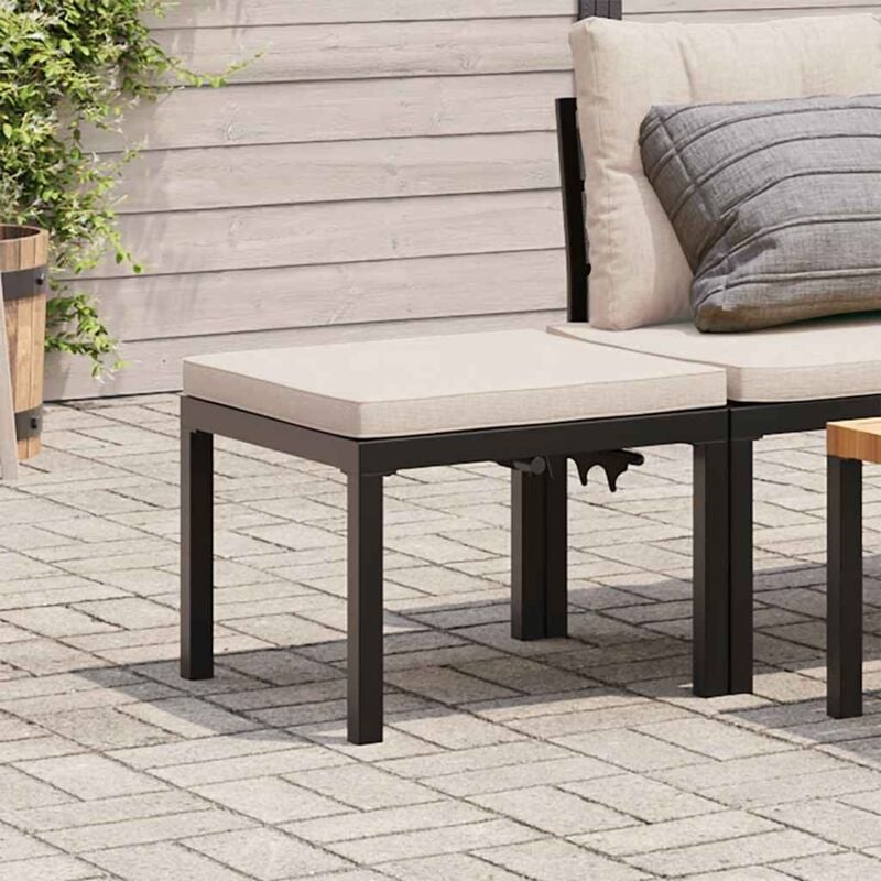 foto del prodotto panche giardino con cuscini 2pz nere acciaio verniciato polvere vidaxl