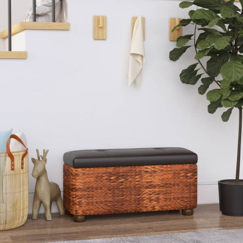 foto del prodotto panche portaoggetti 2 pz con cuscino marrone 69 cm tifa