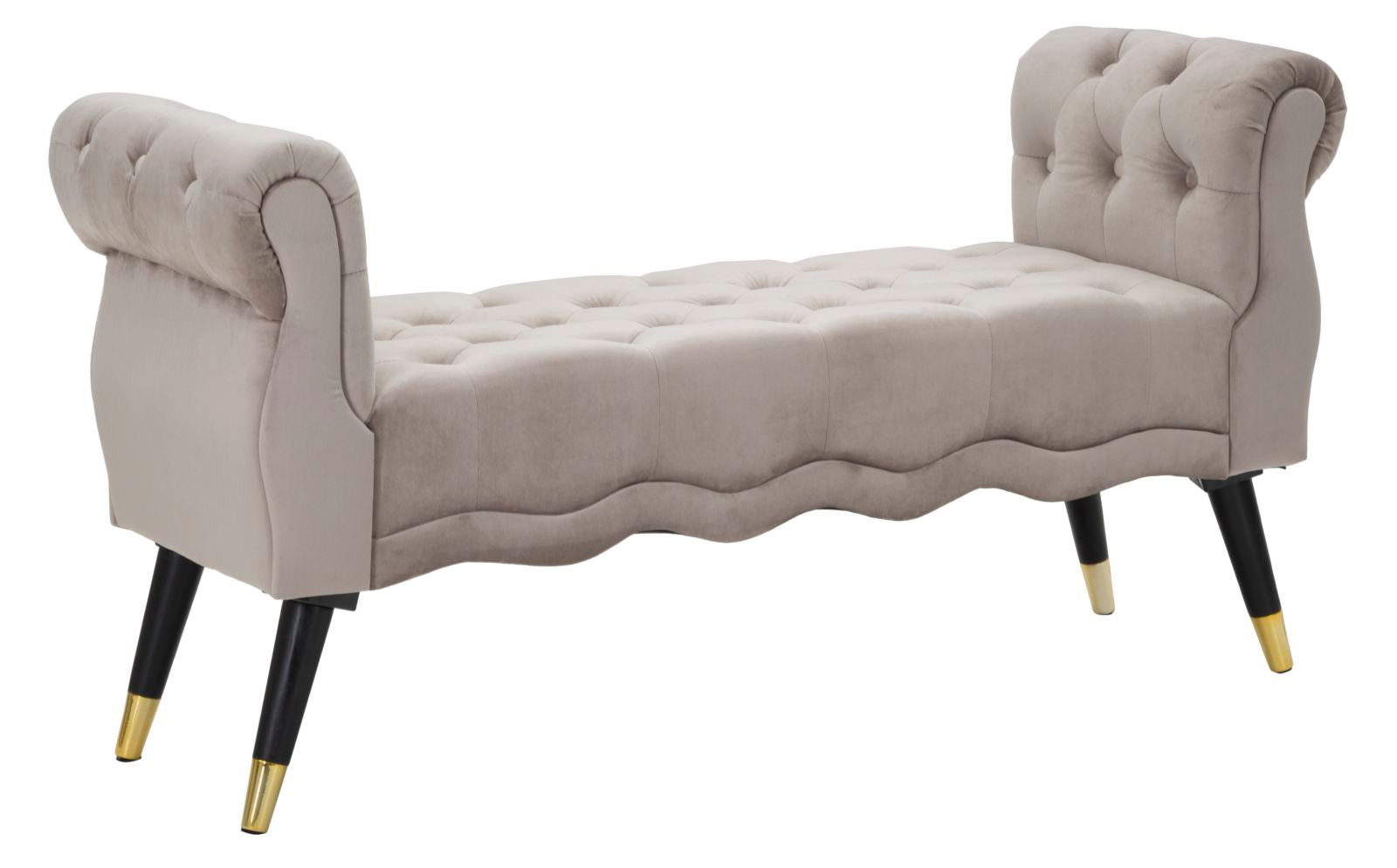 foto del prodotto panchetta paris 120x40x60 cm in legno spugna metallo e poliestere grigio nero e oro
