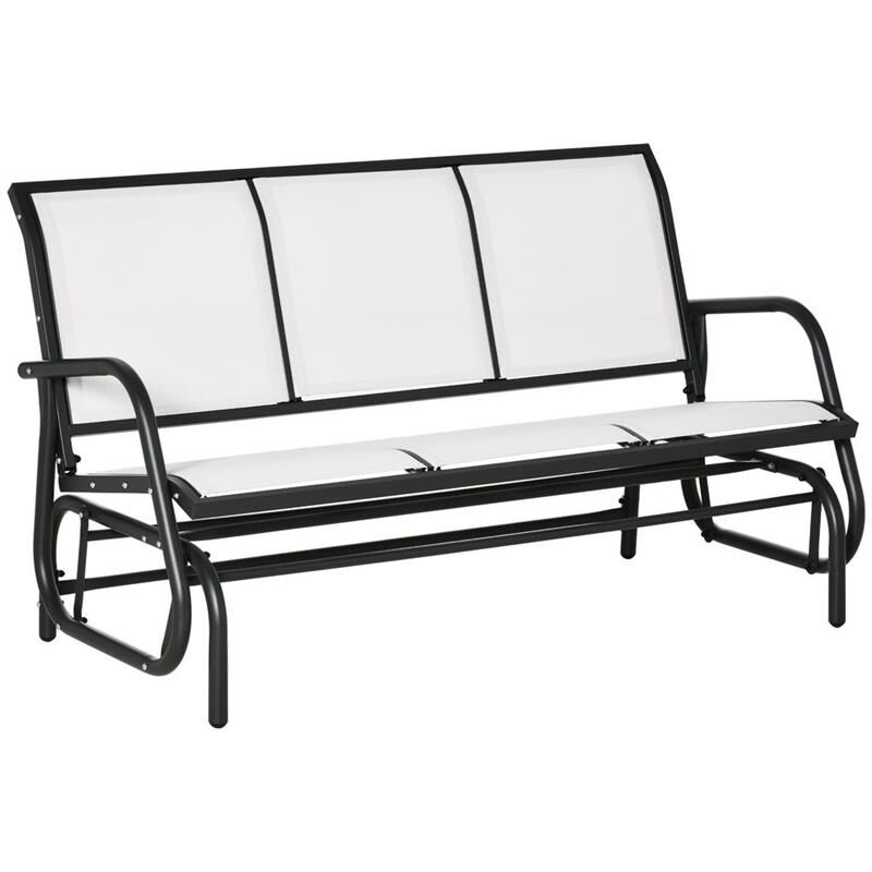 foto del prodotto panchina a dondolo 3 posti in metallo con tessuto a rete 151 x 75 x 85 cm beige