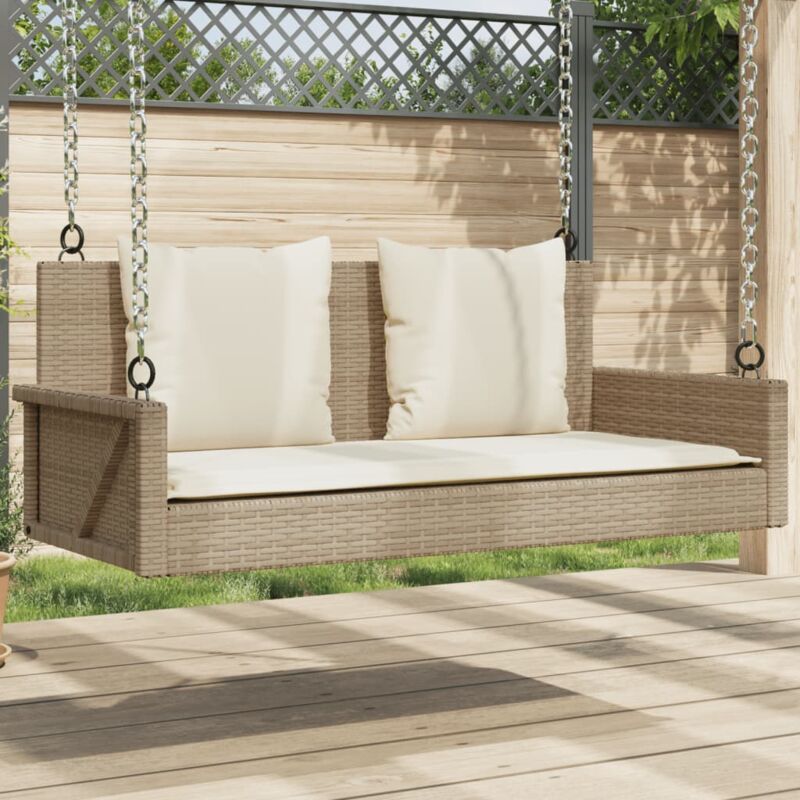 foto del prodotto panchina a dondolo con cuscini beige 119x56x48 cm in polyrattan vidaxl