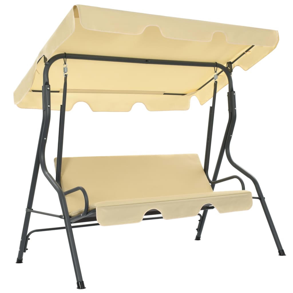 foto del prodotto panchina a dondolo da giardino bianco crema 170x110x153 cm cod mxl 43317