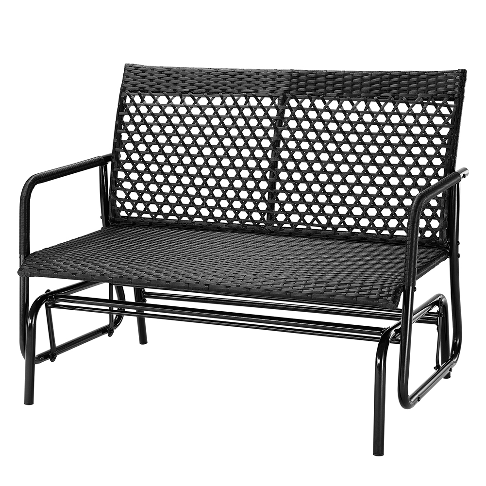 foto del prodotto panchina a dondolo in rattan sedia 2 posti esterno divanetto giardino ergonomico