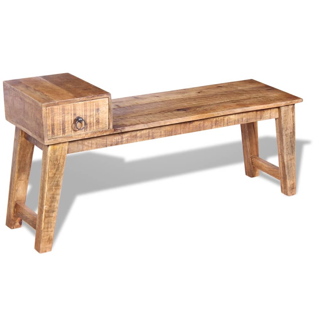 foto del prodotto panchina con cassetto in solido legno di mango 120x36x60 cm