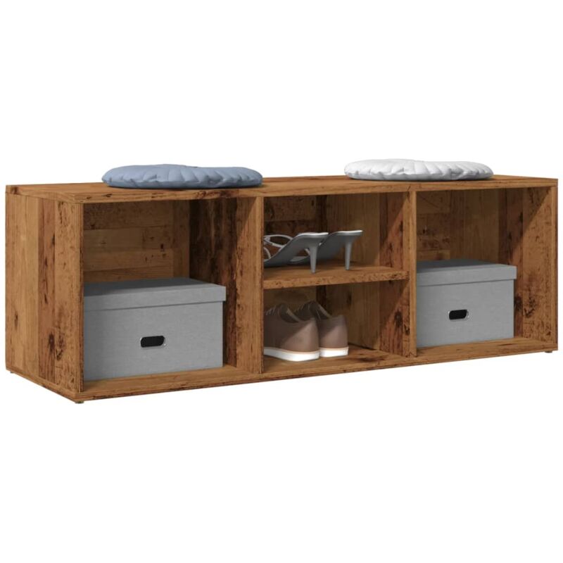 foto del prodotto panchina con scarpiera legno antico 105x35x35 cm in truciolato vidaxl