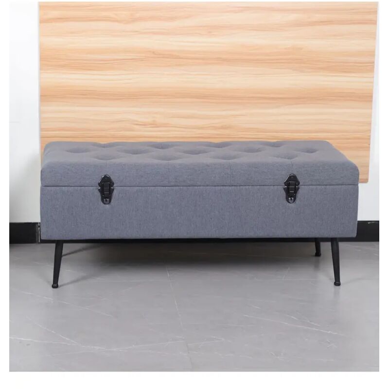 foto del prodotto panchina contenitore bellahome lisa in tessuto grigio antracite, 102x44x40 cm