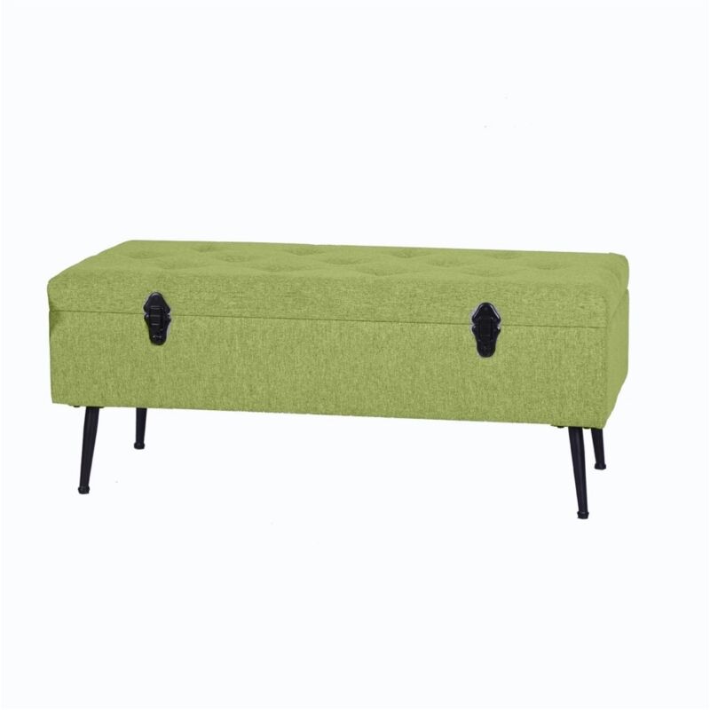 foto del prodotto panchina contenitore bellahome lisa in tessuto verde, 102x44x40 cm