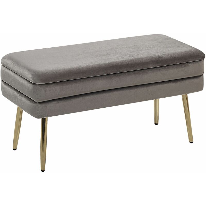 foto del prodotto panchina contenitore camera da letto velluto grigio e gambe dorate durham