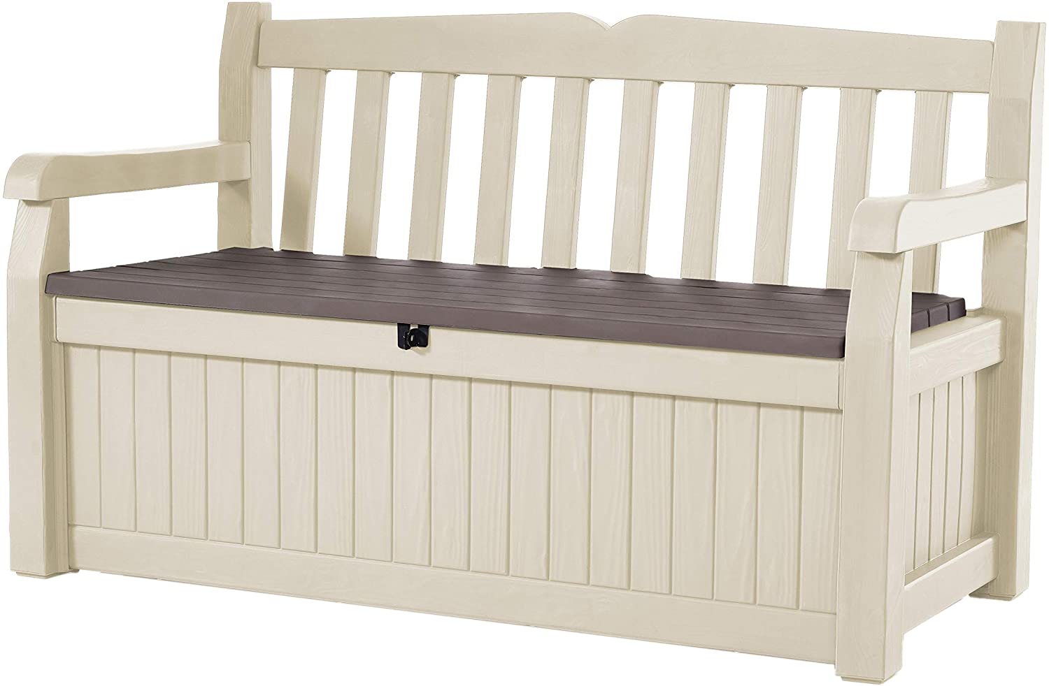 foto del prodotto panchina contenitore da giardino 140x60x84 cm in resina keter eden bench beige