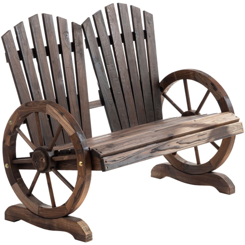 foto del prodotto panchina da esterno stile country in legno con braccioli a ruota outsunny