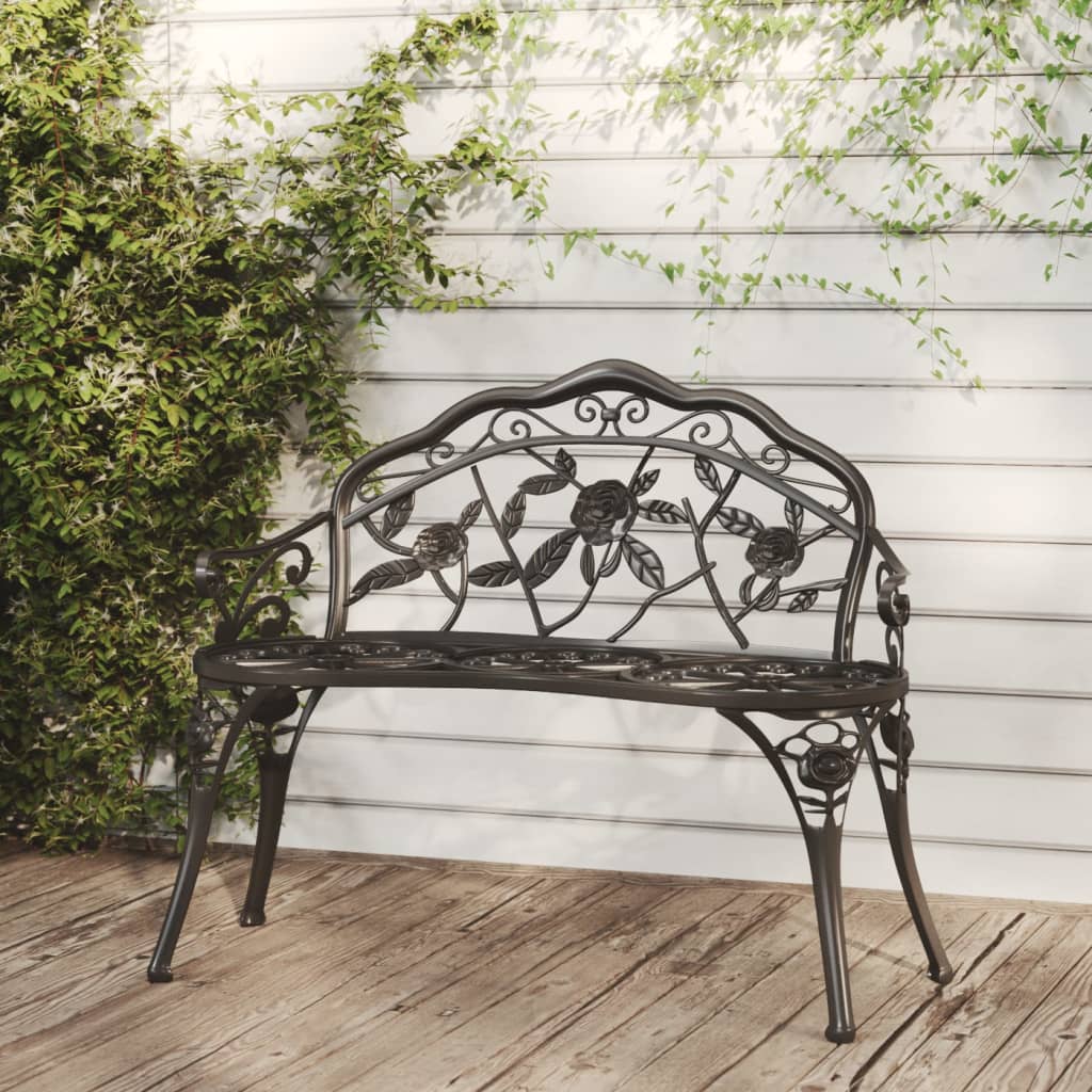 foto del prodotto panchina da giardino 100 cm in alluminio pressofuso nera cod mxl 42203