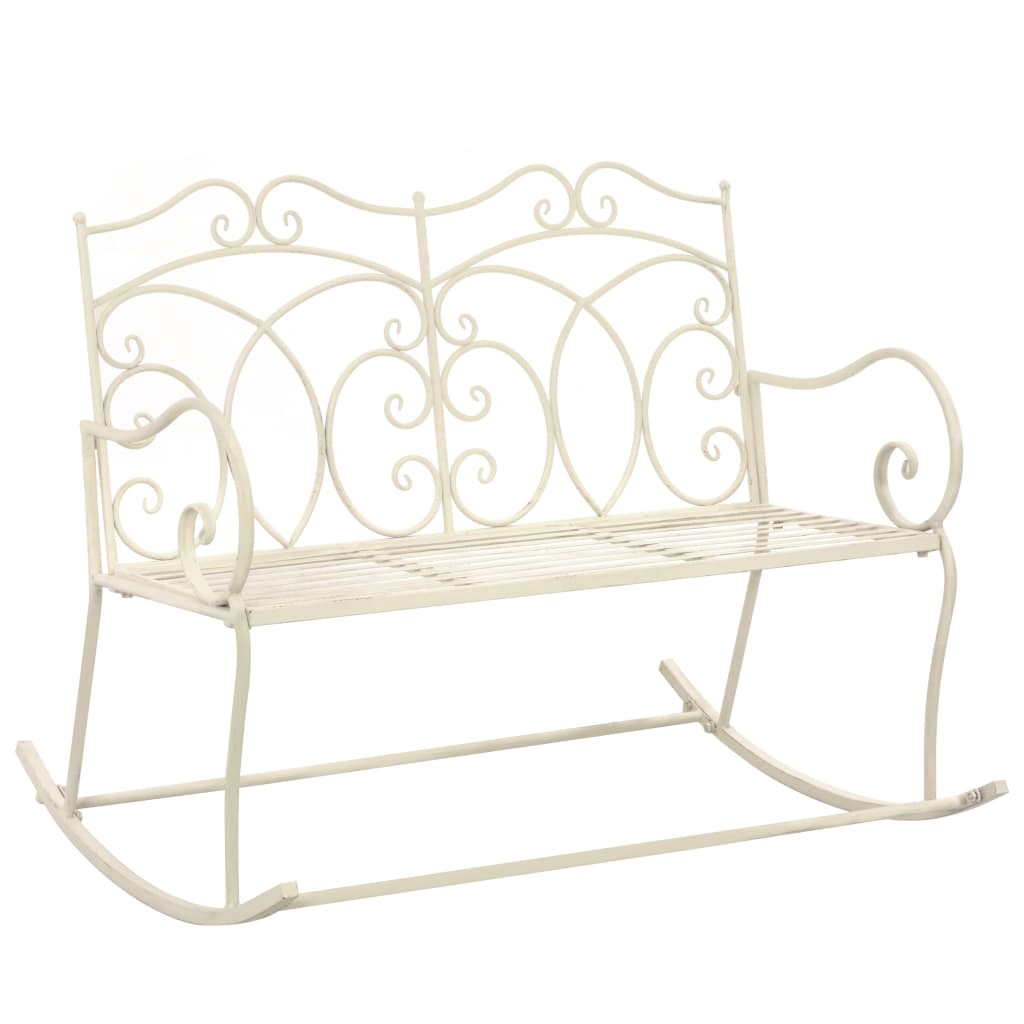 foto del prodotto panchina da giardino 104 cm in ferro bianco anticato cod mxl 52730