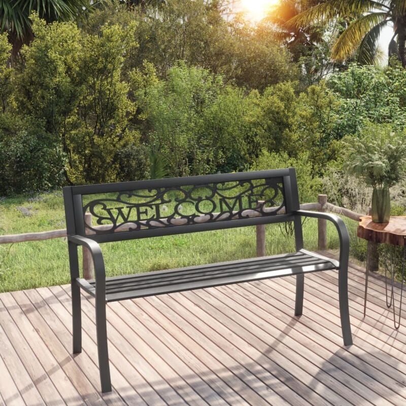foto del prodotto panchina da giardino 125 cm in acciaio nera - vidaxl