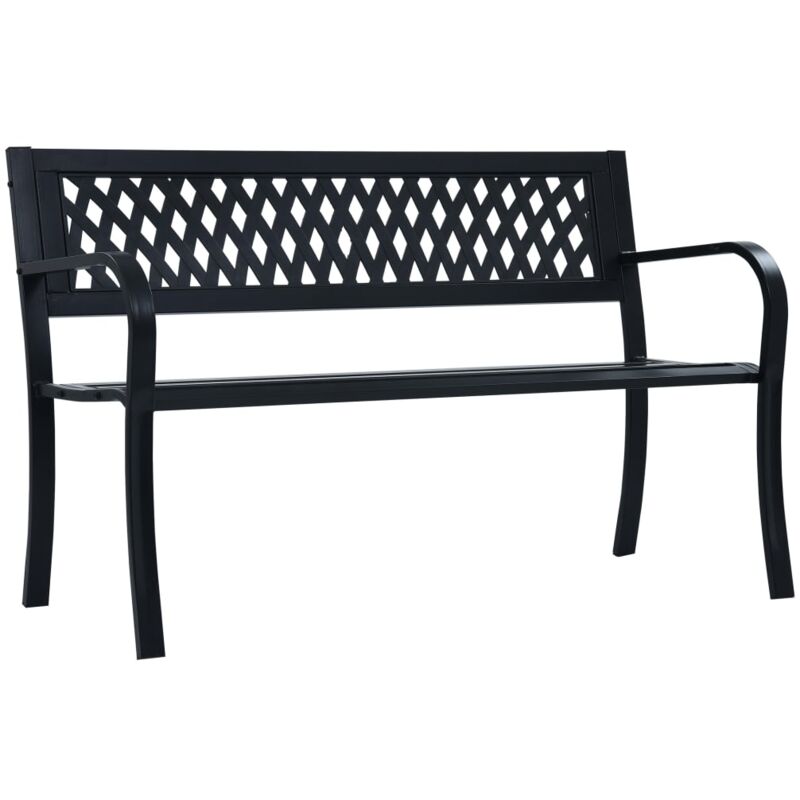 foto del prodotto panchina da giardino 125 cm nera in acciaio vidaxl