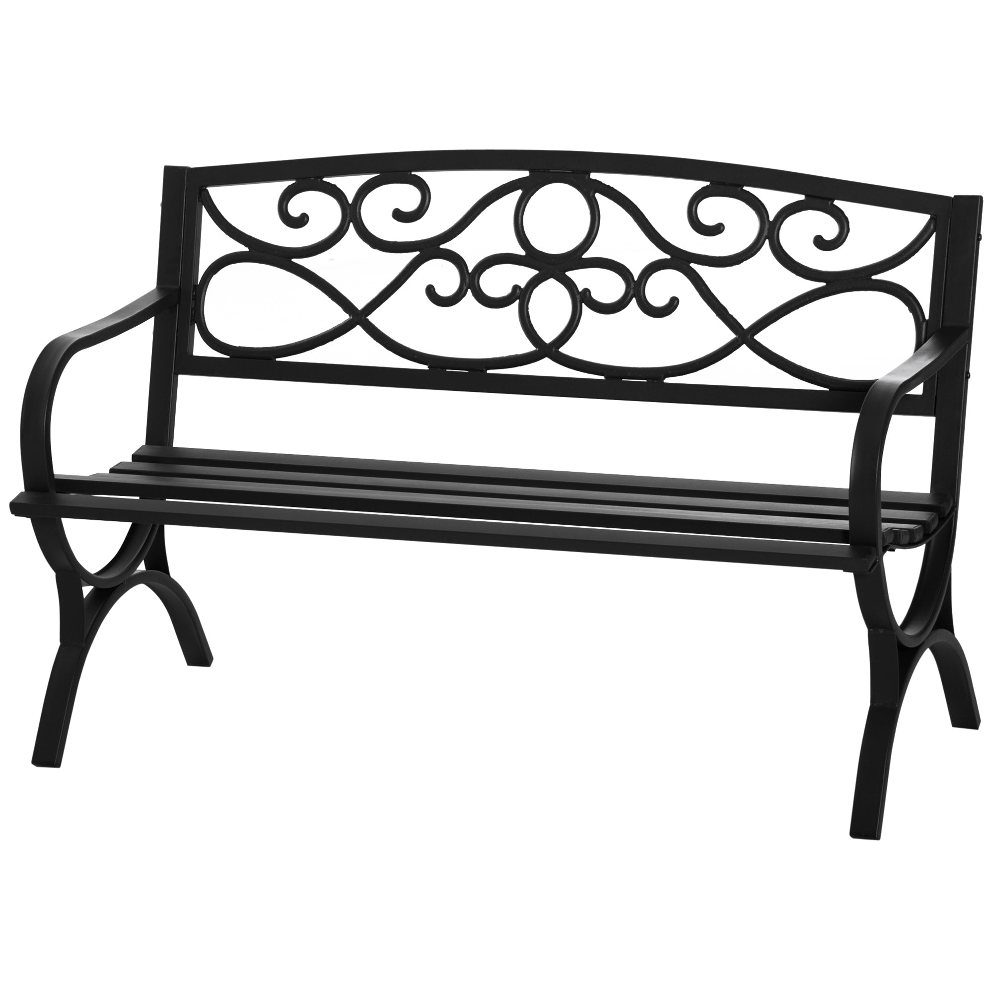 foto del prodotto panchina da giardino 2 posti 128x58,5x85 cm in acciaio e ghisa nero