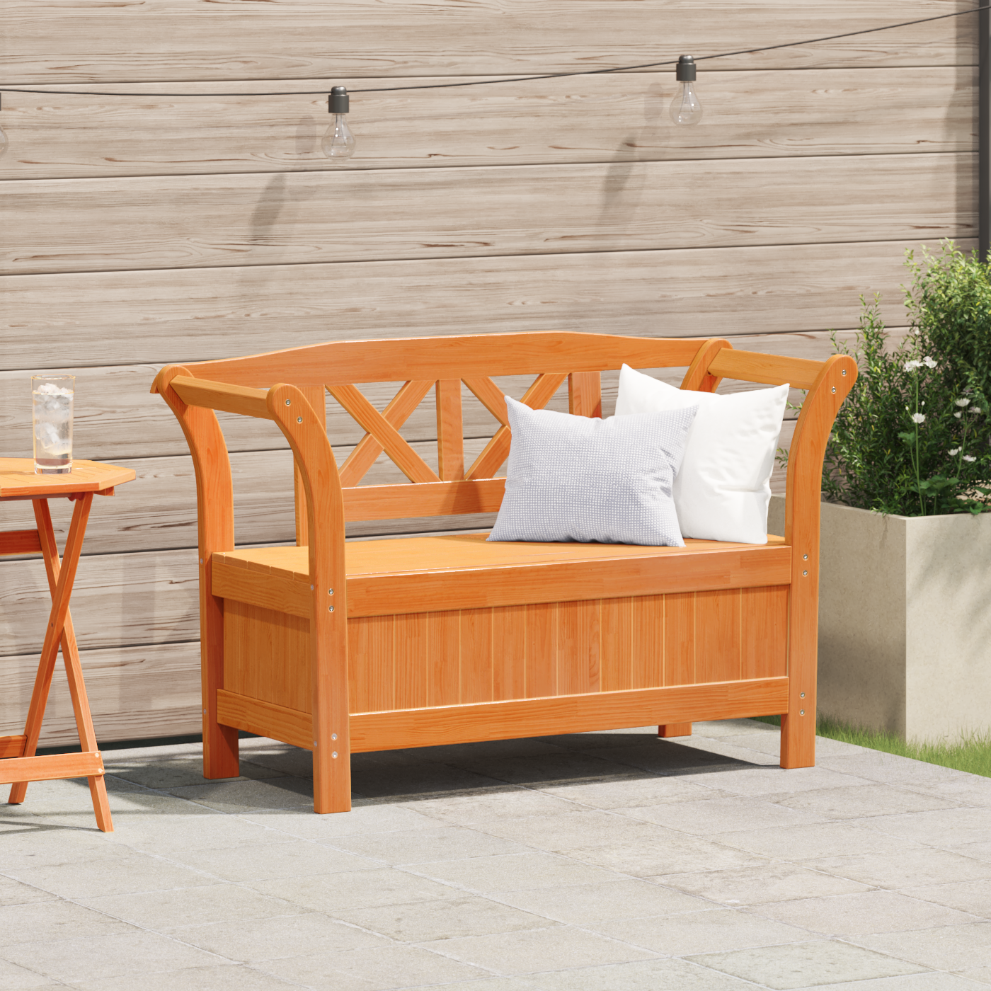 foto del prodotto panchina da giardino con scomparto in acacia 119x76x44 cm legno massello