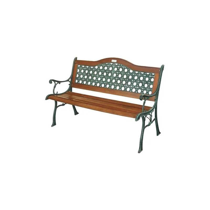 foto del prodotto panchina da giardino in rattan arc con strutture in ghisa e legno naturale