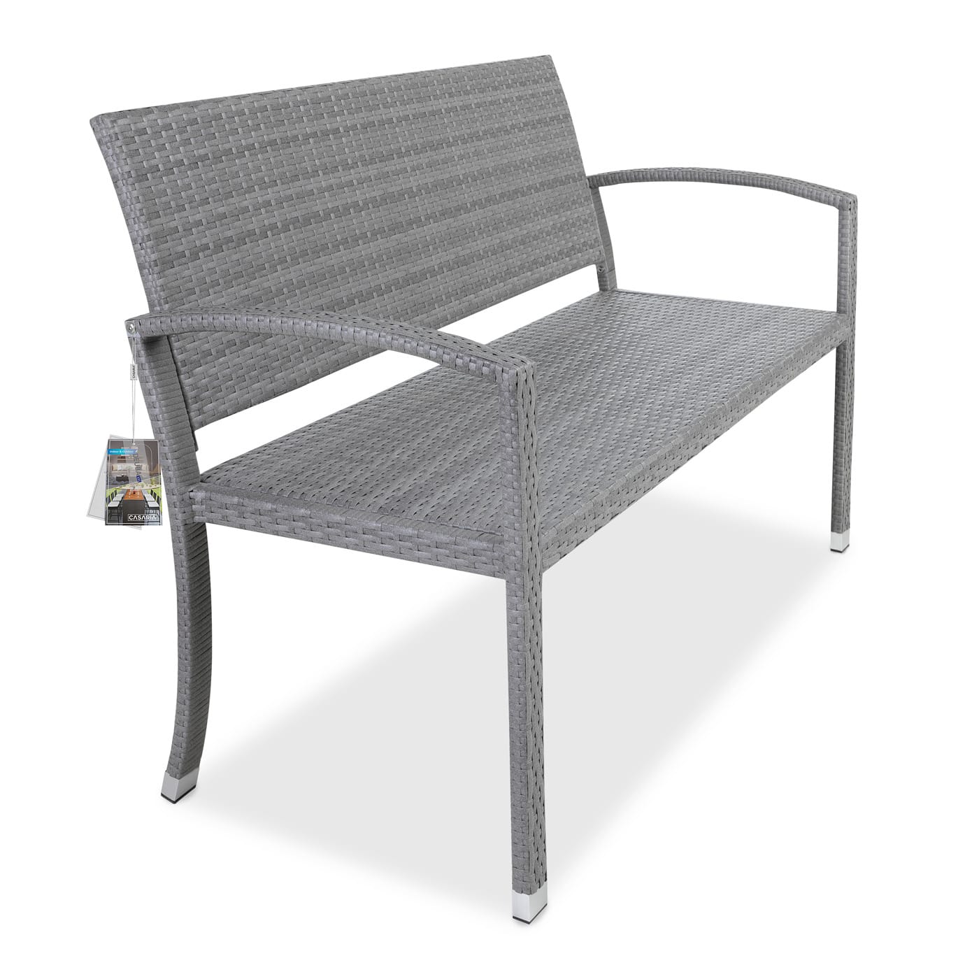 foto del prodotto panchina da giardino polyrattan grigia 122x90x55cm