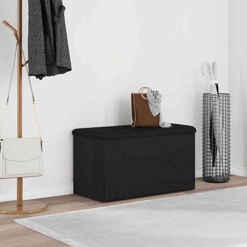 foto del prodotto panchina da stoccaggio nero rovere 80x40x45 cm in legno ingegnerizzato vidaxl
