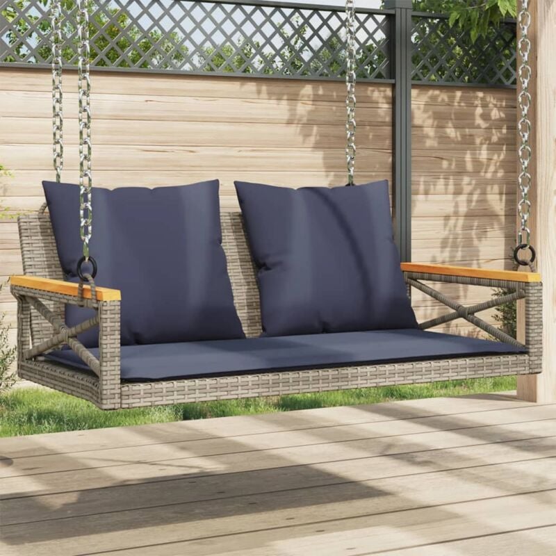 foto del prodotto panchina dondolo con cuscini grigia 109x62x40 cm in polyrattan vidaxl