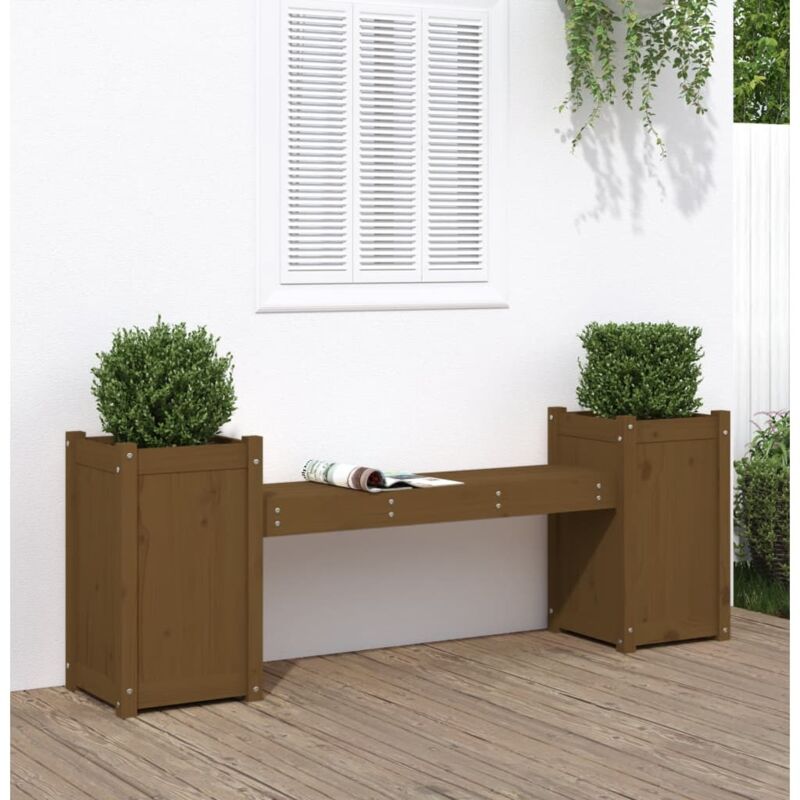 foto del prodotto panchina fioriera miele 180x36x63 cm legno massello pinocod mxl 128628