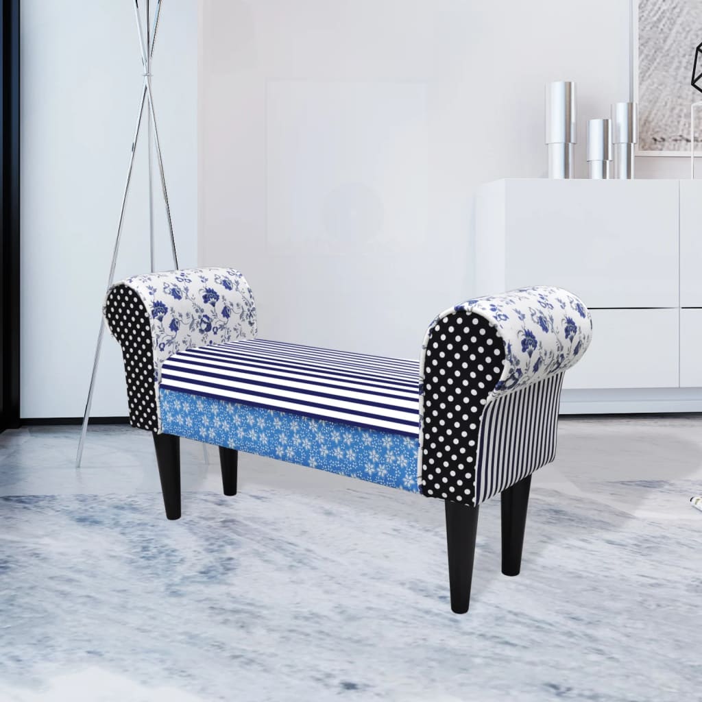 foto del prodotto panchina patchwork blu e bianca cod mxl 52126