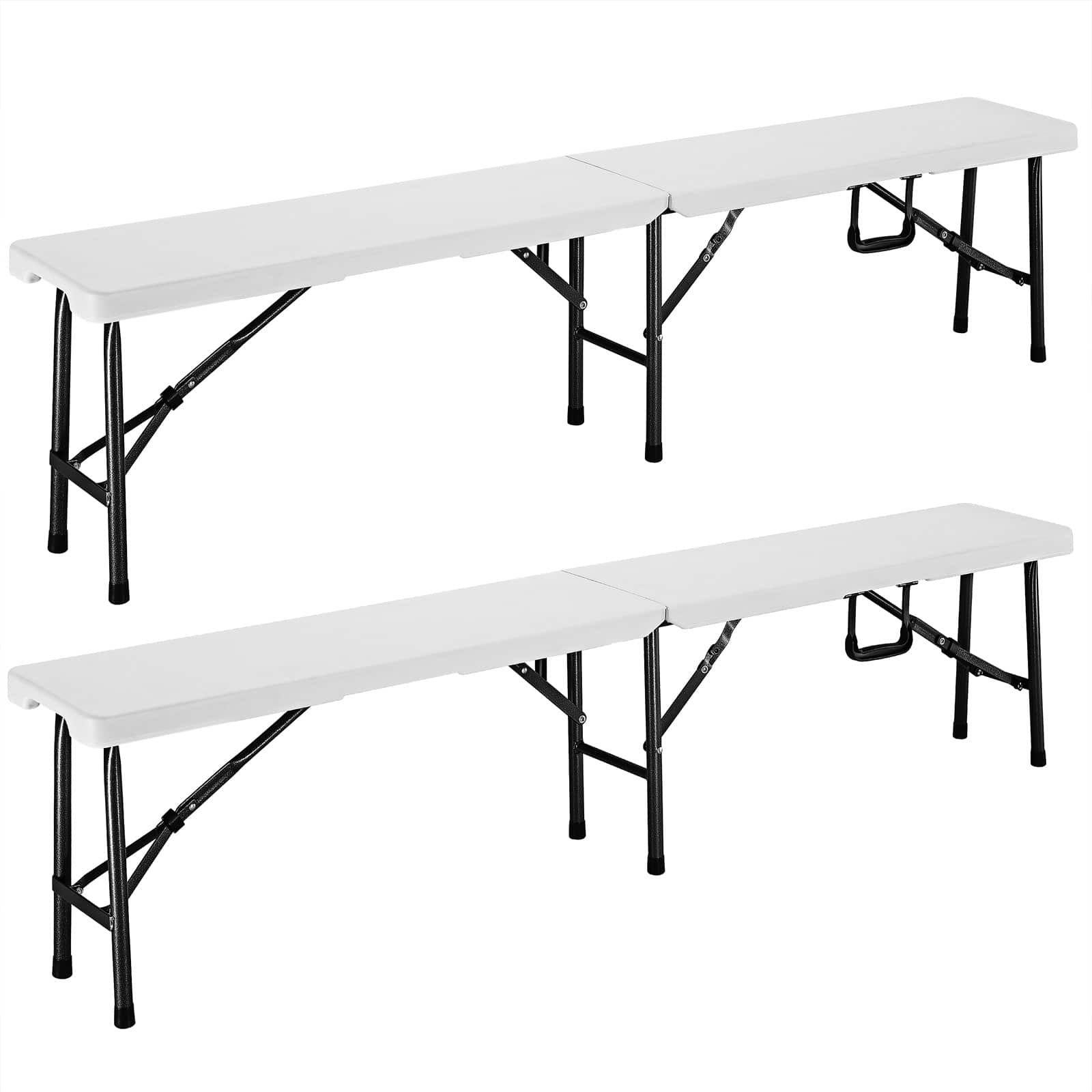 foto del prodotto panchine da giardino set 2pz bianco plastica pieghevoli