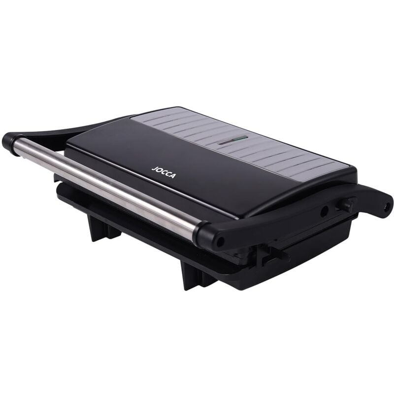 foto del prodotto panini grill 2 fette apertura 180 antiaderente potenza 1000 w paniniera, grill, griglia, piastra elettrica manico cool touch luci di accensione