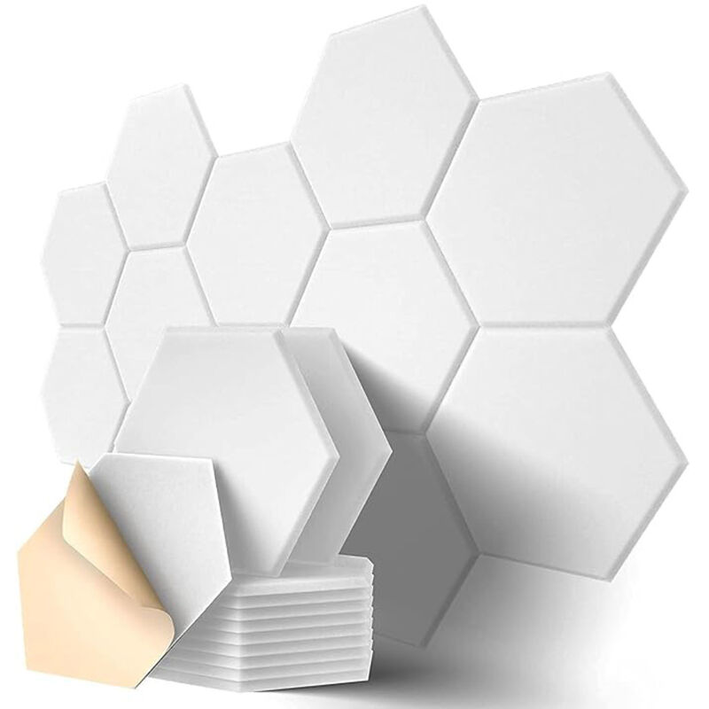 foto del prodotto pannelli acustici esagonali, autoadesivi, 12 pezzi in schiuma acustica, isolamento acustico, ad alta densit , per decorazione da parete e trattamento