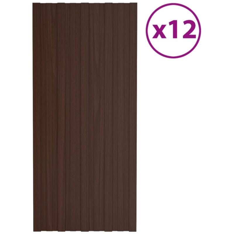 foto del prodotto pannelli da tetto 12 pz in acciaio zincato marrone 100x45 cm vidaxl