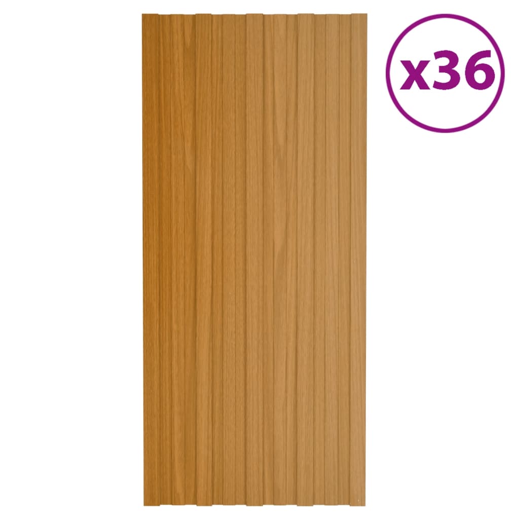 foto del prodotto pannelli da tetto 36 pz acciaio zincato legno chiaro 100x45 cm