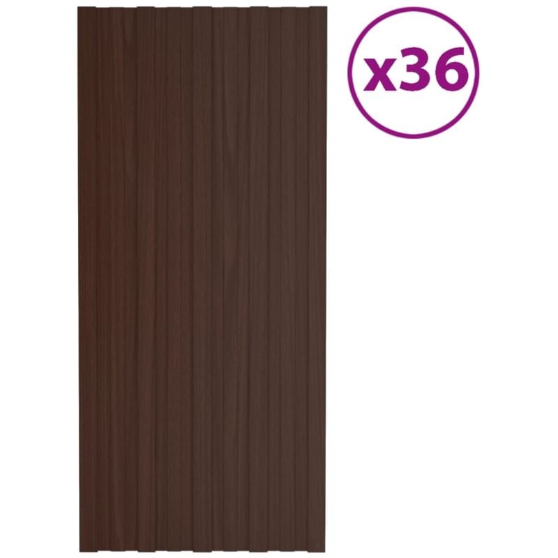 foto del prodotto pannelli da tetto 36 pz in acciaio zincato marrone 100x45 cm vidaxl