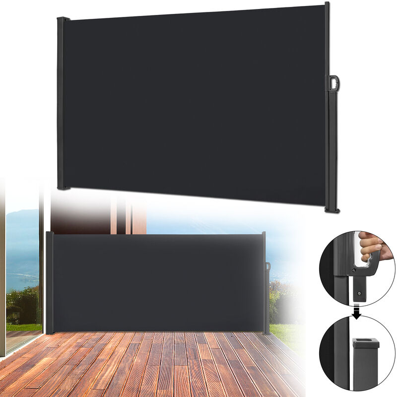 foto del prodotto pannelli divisori tenda da sole laterale allungabile, 180 x 300 cm, per balcone, terrazza, giardino, esterni, antracite hengmei