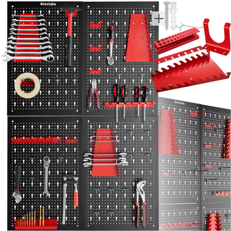 foto del prodotto pannelli forati 4 pezzi in acciaio per attrezzi