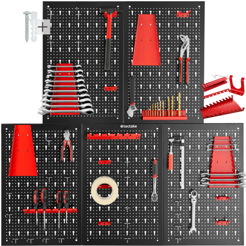 foto del prodotto pannelli forati in acciaio 5 pezzi per attrezzi