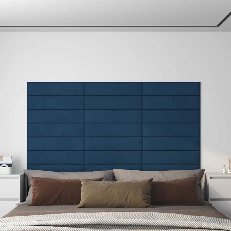 foto del prodotto pannelli murali 12 pz blu 60x15 cm velluto 1,08 m vidaxl