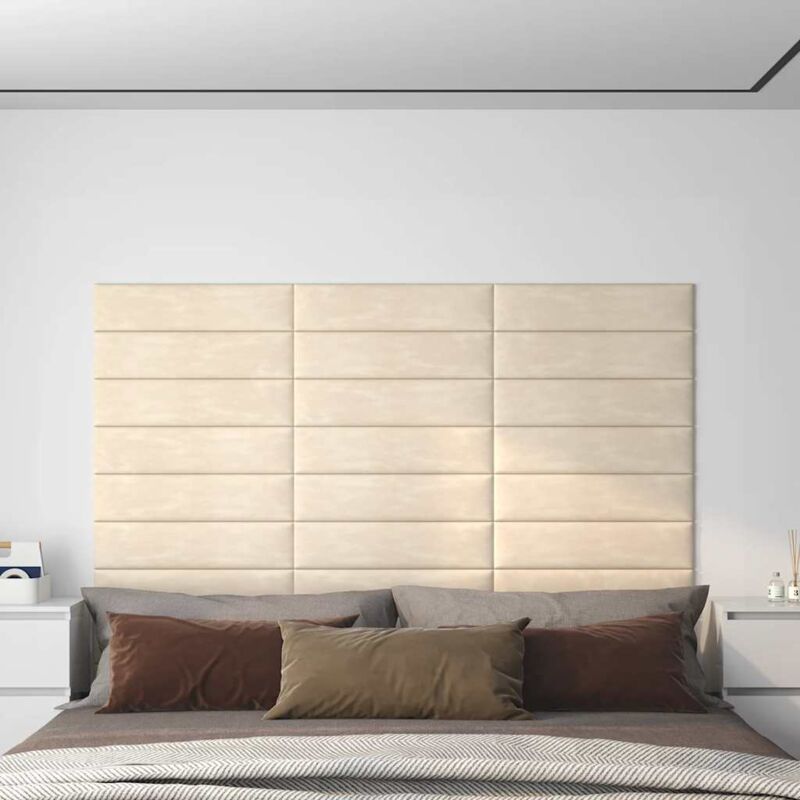 foto del prodotto pannelli murali 12 pz crema 60x15 cm velluto 1,08 m vidaxl