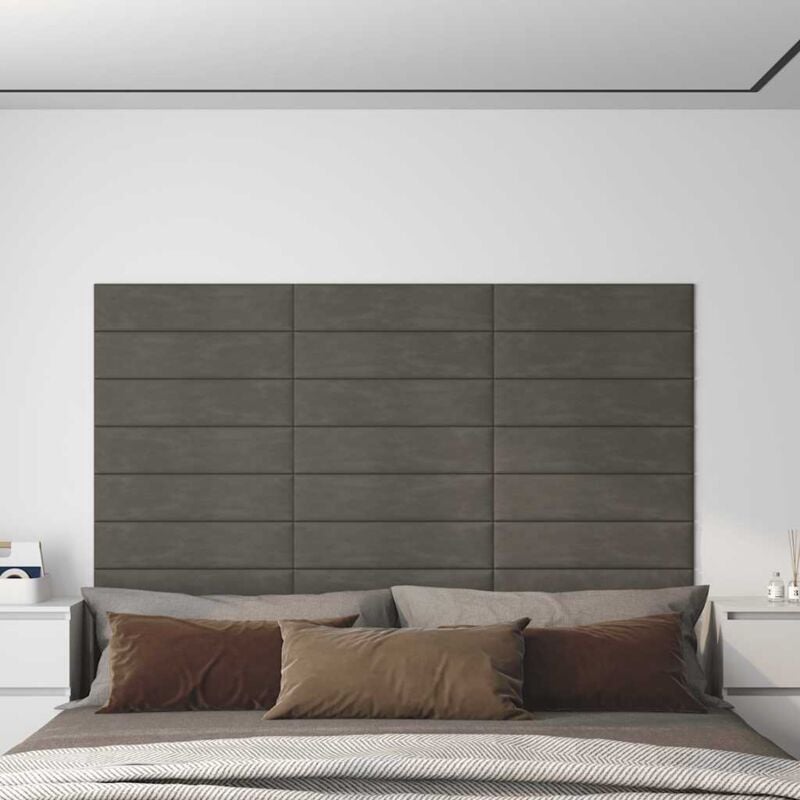 foto del prodotto pannelli murali 12 pz grigio scuro 60x15 cm velluto 1,08 m vidaxl